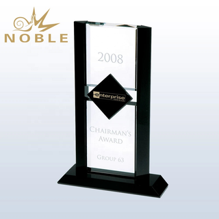 Exclusive Ebony Diamond Crystal Award Plaque with Black Crystal Accent