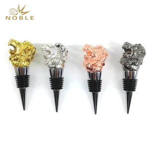 Best Selling Custom Animal Figurine Metal 3D Lion Head Wine Bottle Stopper for Souvenir Gifts