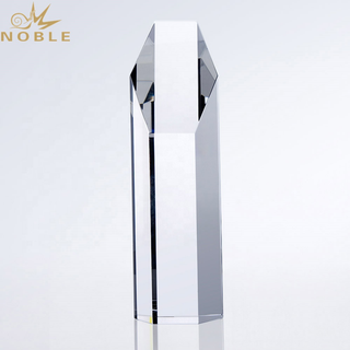 Free Engraving Custom Optical Crystal Block Hexagon Tower Trophy