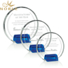 Custom Engraving Round Crystal Plaque Award with Blue Base