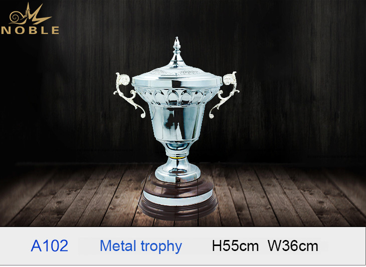 Luxury High Quality Shiny Silver Metal Cup Trophy with Wooden Base