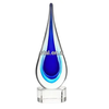 Noble Newest Design Blue Hand Blown Art Glass Water Drop Award