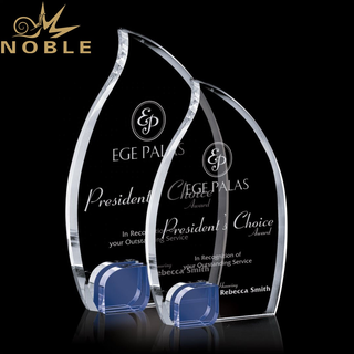 Optical Custom Crystal Flame Award Trophy with A Blue Accent