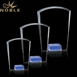 Best High Quality Optical Crystal Plaque Trophy with Blue Base