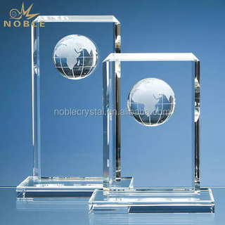 Noble Custom Rectangle Shape Trophy Crystal Globe Award