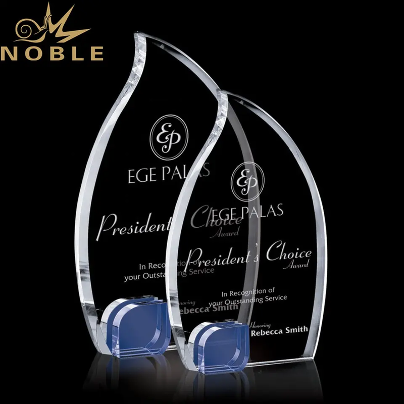 Best Selling Stunning Optical Custom Crystal Flame Award Trophy with A Blue Accent