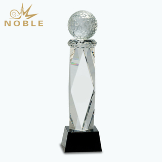 Optical Crystal Golf Award Trophy with Black Base