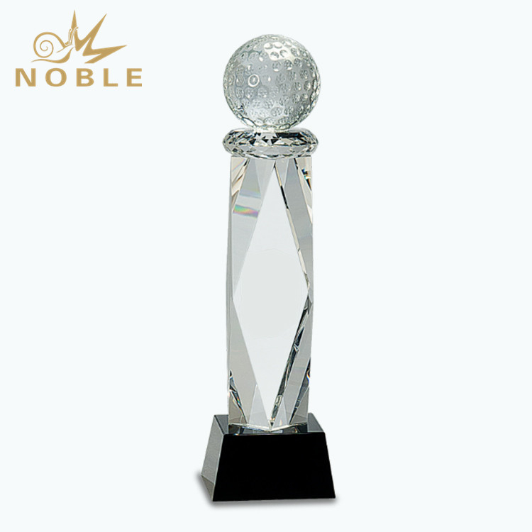 Optical Crystal Golf Award Trophy with Black Base