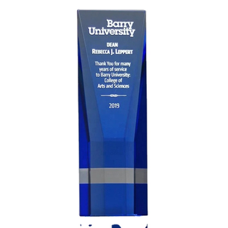 Premium Cobalt Wedge Crystal Award with Blue Crystal Accent