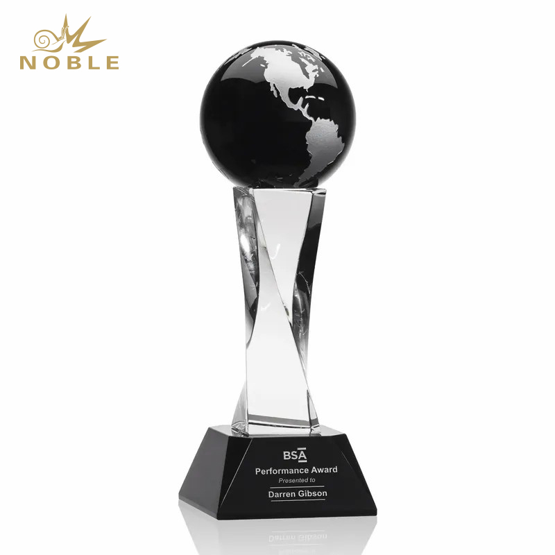 Noble Best Selling Free Engraving Black Crystal Globe Award Trophy 