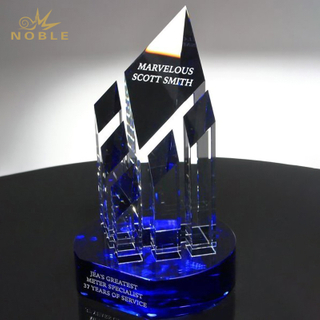 Noble New Design Custom Crystal Super Blue Diamond Trophy 