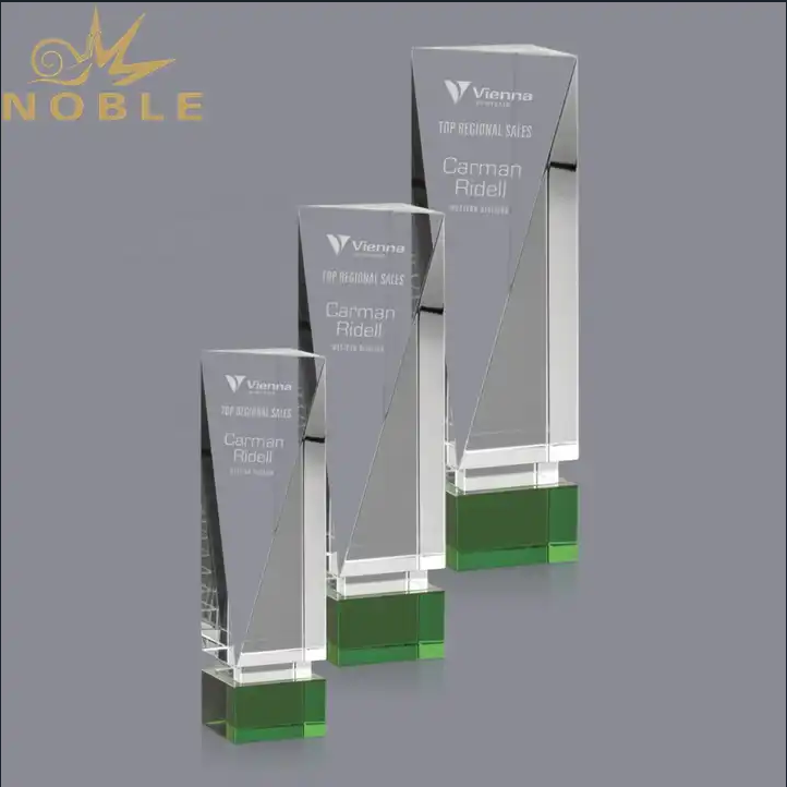  Custom Crystal Block Award with Green Base