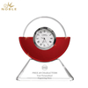 Noble Manufacturer Crystal Glass Clock Business Gift Customized Bespoke Logo Office Decoration Trophy Award Tabletop clock