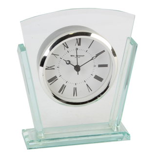 Noble Manufacturer's Customized Crystal Jade Glass Clock Sports-Themed Office Decoration Bespoke Logo Handcrafted Trophy Award