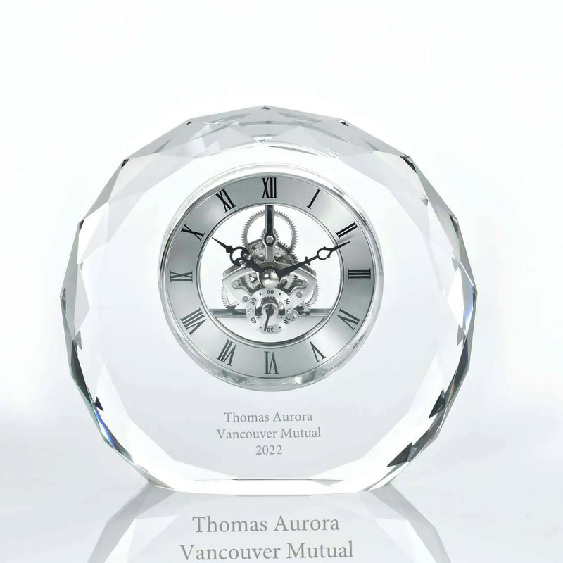 Noble Manufacturer Crystal Iceberg Clock Business Gift Customized Bespoke Logo Office Decoration Trophy Award Hand Craft Plaque