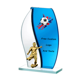 Noble Manufacturer Wholesale Cheap Glass Plaque With Custom Printing Logo UK Gift Personalized Hand Crafts Soccer Trophy Award