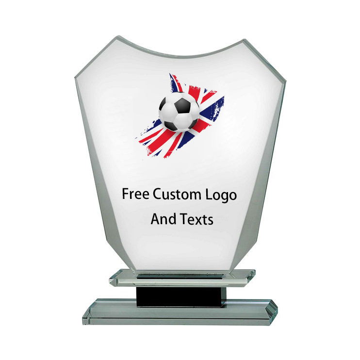 Noble Manufacturer Wholesale UK Gift Personalized Sports Soccer Black Crystal Glass Trophy Award