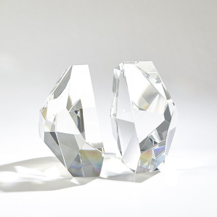 Noble Manufacturer Transparent Crystal Achievement Custom Bespoke Logo Business School Office Desk Gift Hand Craft Bookend