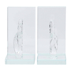 Noble Manufacturer Transparent Victory Crystal Glass Achievement Custom Bespoke Logo Business School Office Desk Gift Hand Craft Bookend