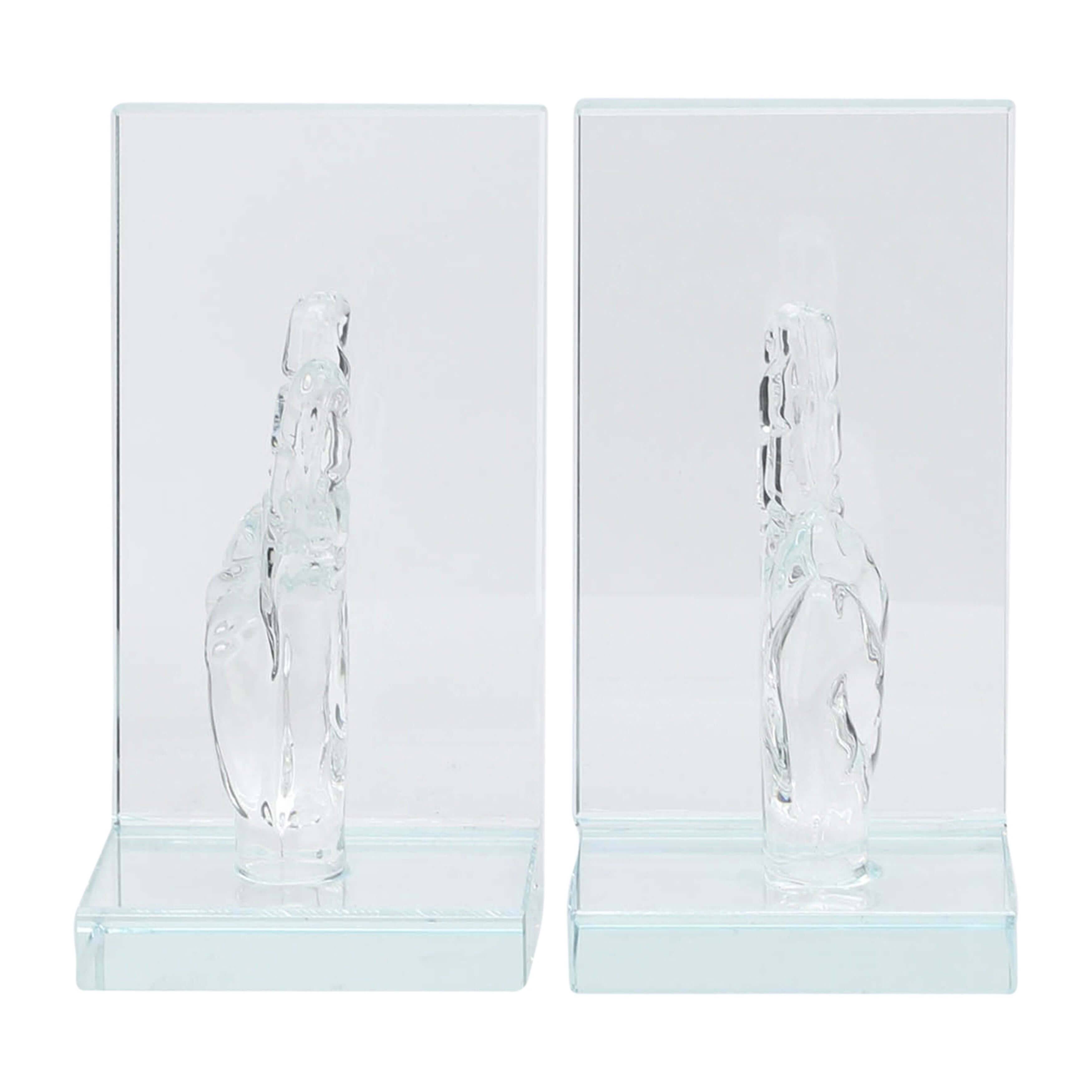 Noble Manufacturer Transparent Victory Crystal Glass Achievement Custom Bespoke Logo Business School Office Desk Gift Hand Craft Bookend