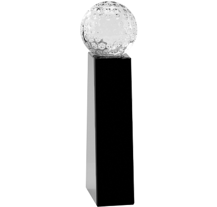 Noble Crystal Golf Ball Black Base Custom Logo Golf Trophy Award