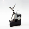 Noble High Quality Crystal Golf Ball Sports Awards Custom Bespoke Logo Golf A Hole in One Trophy Hand Craft Table Clock