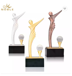Noble High Quality Gold Silver Bronze Metal Figure With Crystal Business Gift Sports Awards Custom Bespoke Logo Golf A Hole in One Trophy Hand Craft