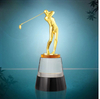 Noble High Quality Gold Silver Bronze Metal Figure With Crystal Business Gift Sports Awards Custom Bespoke Logo Golf A Hole in One Trophy Hand Craft