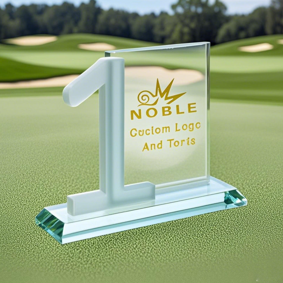 Noble High Quality Glass Business Gift Sports Awards Custom Bespoke Logo Golf A Hole in One Trophy Hand Craft