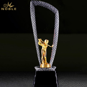 Noble Manufacturer Crystal Metal Figure Gift Custom Bespoke Logo Golf Trophy Award Crafts