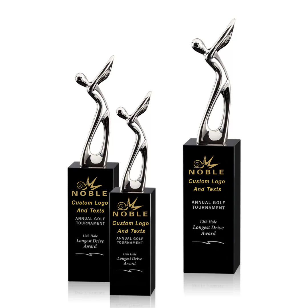 Noble High Quality Crystal Glass Business Gift Sports Awards Custom Bespoke Logo Golf A Hole in One Trophy Hand Craft