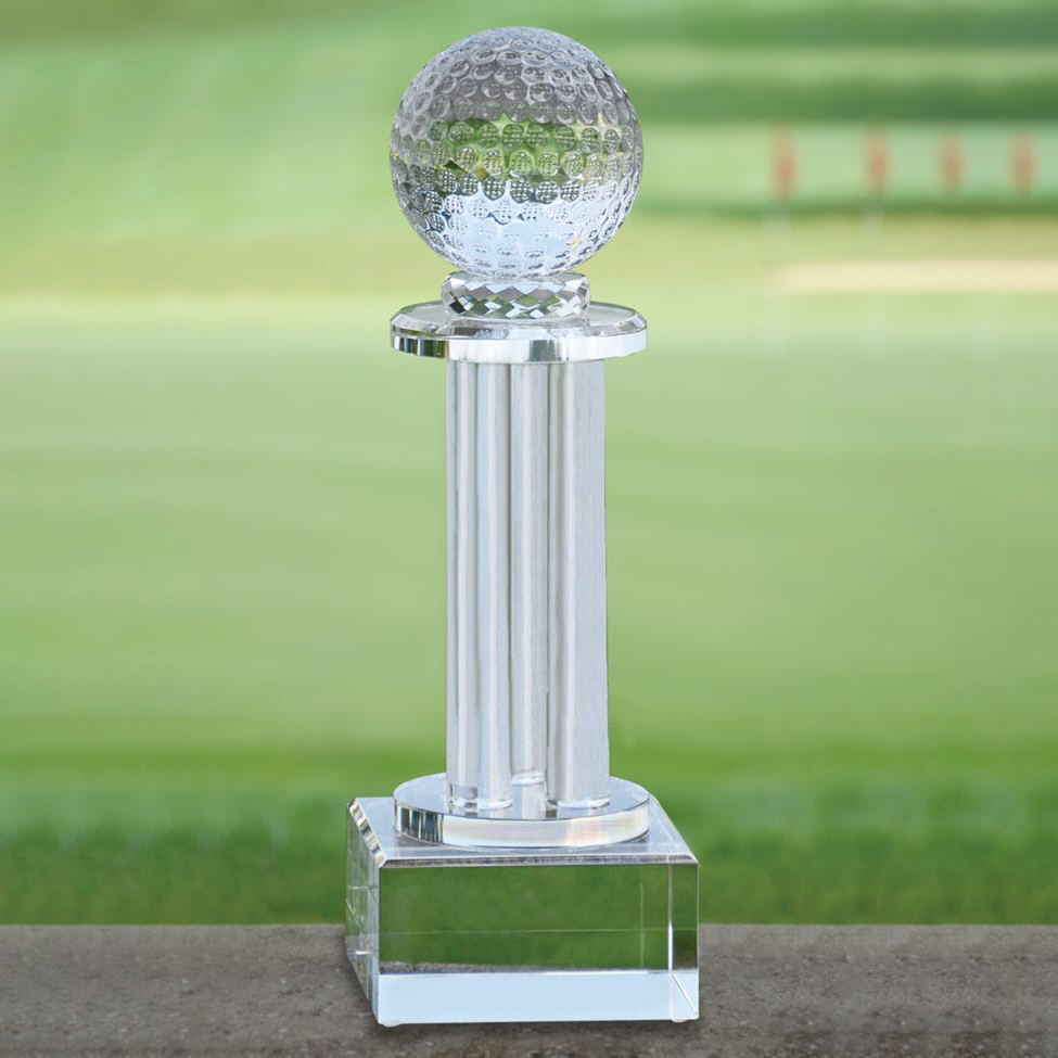 Noble High Quality K9 Crystal With 3D Laser Business Gift Sports Awards Custom Bespoke Logo Golf A Hole in One Trophy Hand Craft