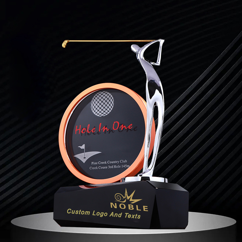 Noble High Quality K9 Crystal With 3D Laser Business Gift Sports Awards Custom Bespoke Logo Golf A Hole in One Trophy Hand Craft