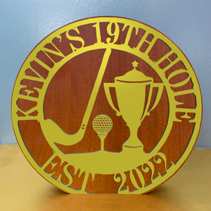 Noble High Quality Gold Metal Golf With Wood Business Gift Sports Awards Custom Bespoke Logo Golf A Hole in One Trophy