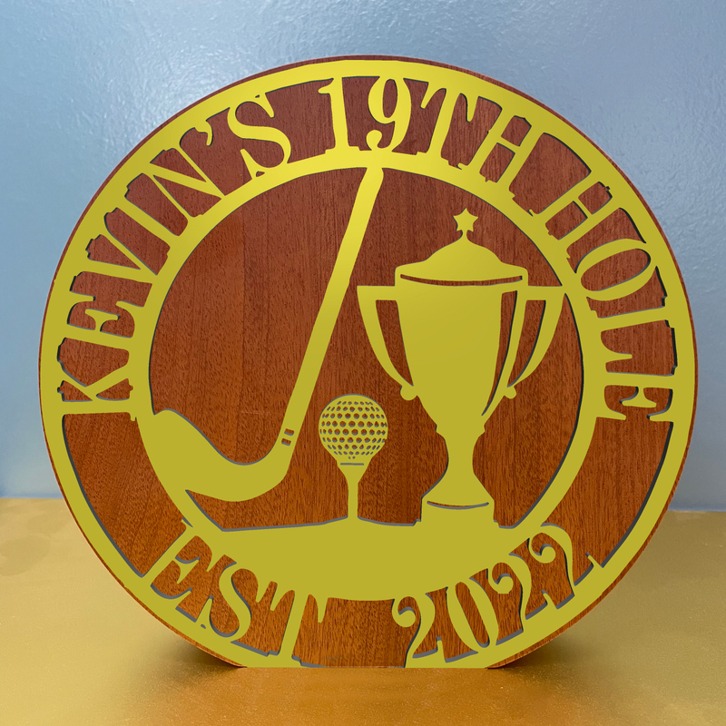 Noble High Quality Gold Metal Golf With Wood Business Gift Sports Awards Custom Bespoke Logo Golf A Hole in One Trophy