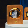 Noble Crystal Ball With 3D Laser Engraving Picture Inside With LED Wood Frame Pet Gift