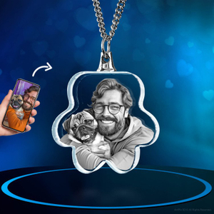 Noble Crystal Cat Paw With 3D Laser Engraving Picture Inside Pet Gift Key Chain