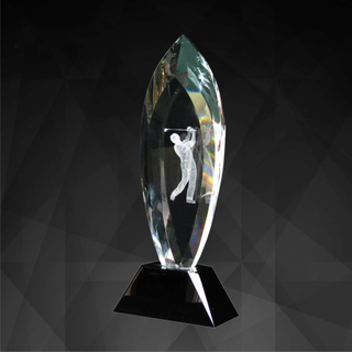 Noble High Quality K9 Crystal With 3D Laser Business Gift Sports Awards Custom Bespoke Logo Golf A Hole in One Trophy Hand Craft
