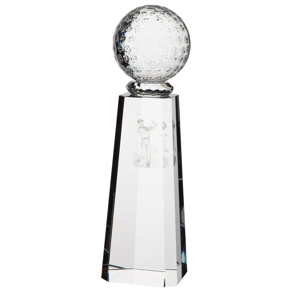 Noble Manufacturer Golf Ball Crystal Glass Sports Gift Customized Personalized Bespoke Logo Golf Trophy Award Hand Craft