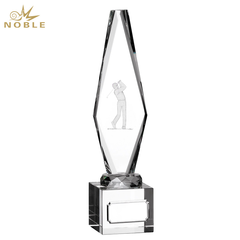 Noble Manufacturer Crystal Glass Outdoor Sports Gift Customized Personalized Bespoke Logo Golf Trophy Award Hand Craft