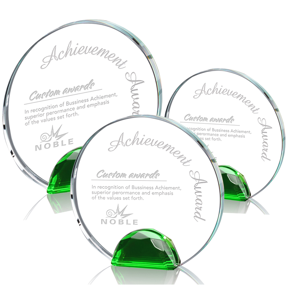 Noble Free Engraving Custom Round Glass Plaque Awards