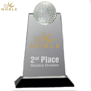 Noble Hemisphere Crystal Golf Ball Custom Logo Crystal Glass Pieces Golf Trophy Award