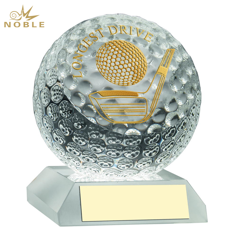 Noble Crystal Glass Golf Ball Custom Logo Golf Trophy Award