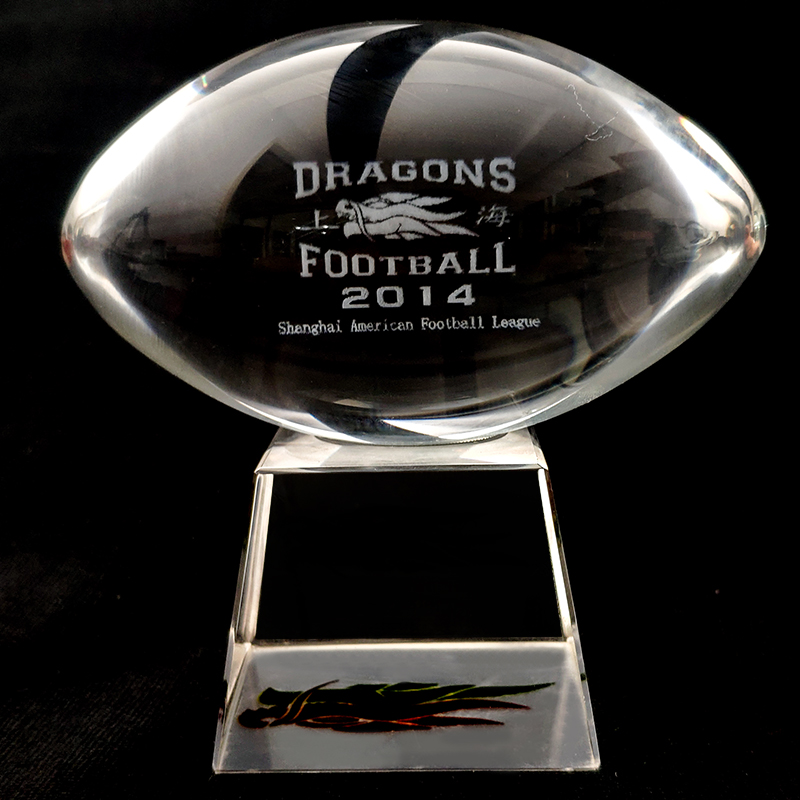 Custom Made 3D Laser American Football Crystal Trophy NFL Trophy Award