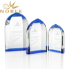 Free Engraving High Quality Custom Optical Crystal Trophy with Blue Accent