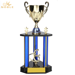 Best Selling Custom Football Sports Metal Large Trophy with Blue Pillar 