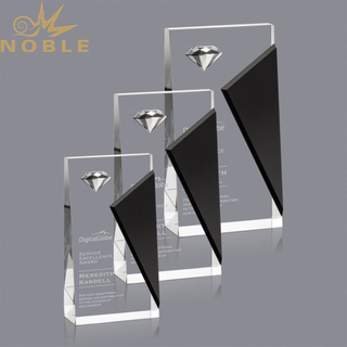 New Design High Quality Crystal Wedge Trophy with Diamond
