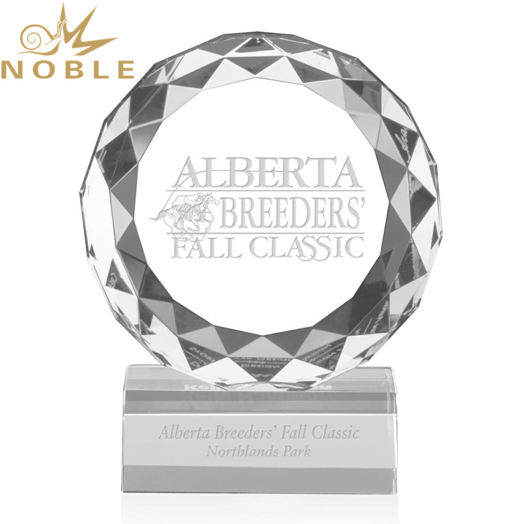 Noble High Quality Custom Diamond Facets Optical Crystal Plaque Award