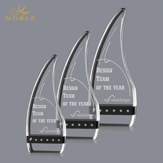 Spectacular Curved Optical Crystal award with sparkling Optical Diamonds