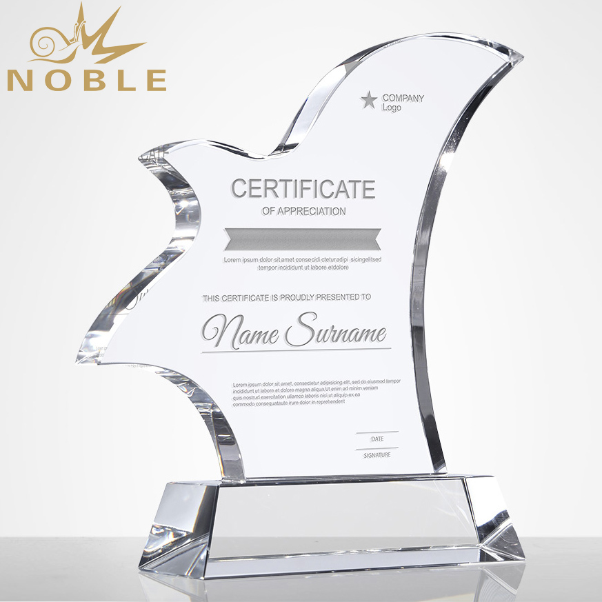 High Quality Custom Engraving Flying Bird Crystal Custom Trophy